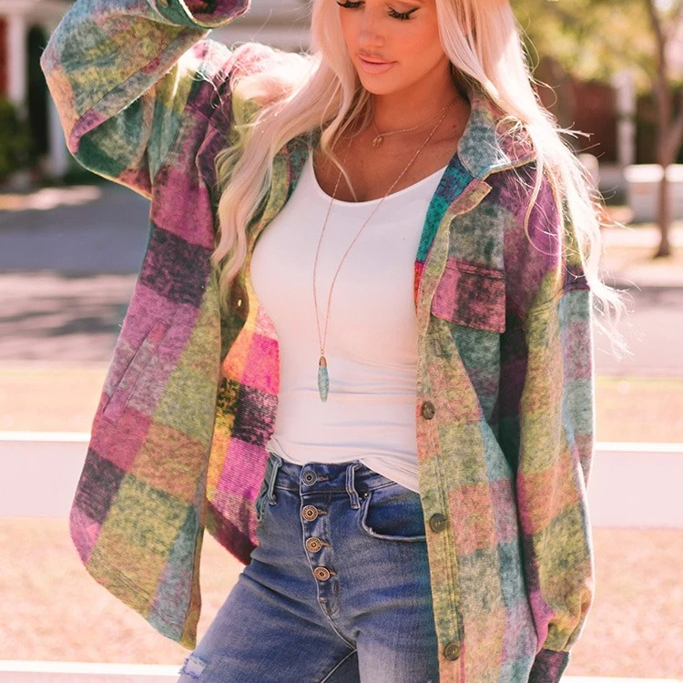 Loose Multi-color Long-sleeved Coat For Women