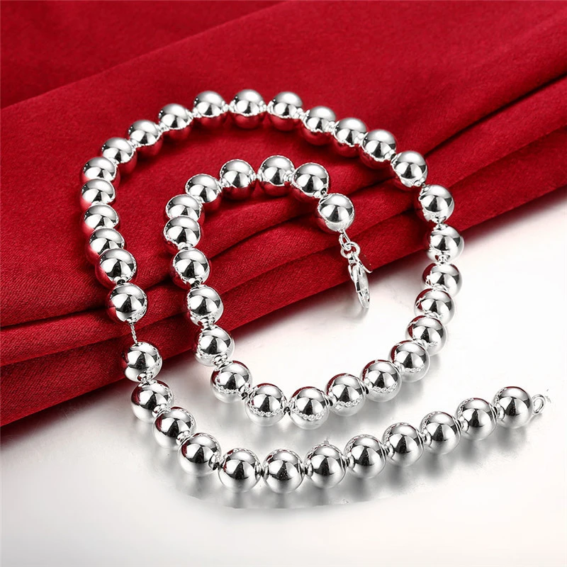 Silver Necklace 8M 10m Buddha Beads Hollow Necklace