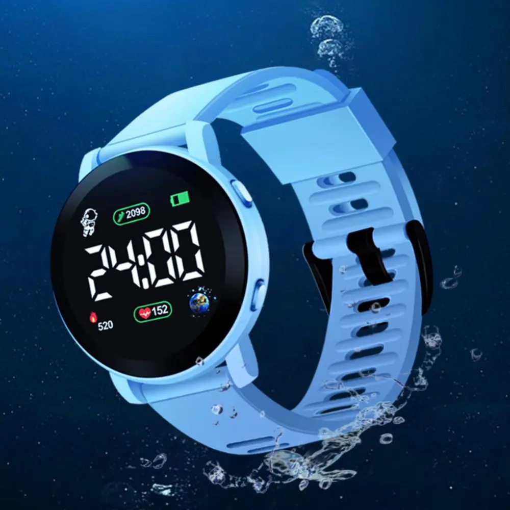 Student Watch LED Display Waterproof High Accuracy Long BatteryLife Low Consumption Precise Time Casual Silicone Watchband