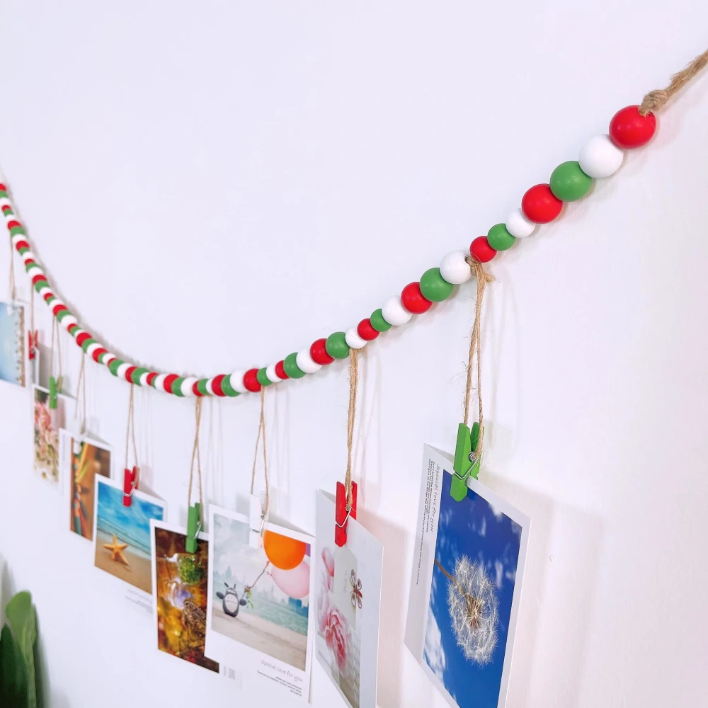 Hanging Photo Display Festival Wooden Beads Photo Clip