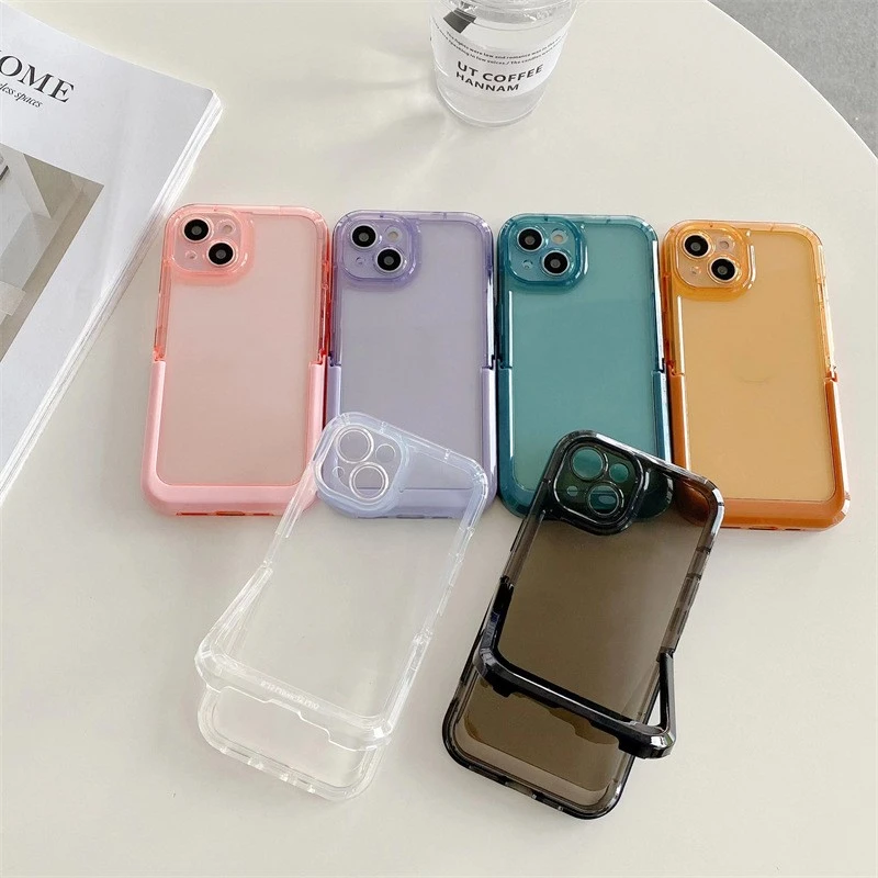 Transparent Solid Color Invisible Bracket Phone Case