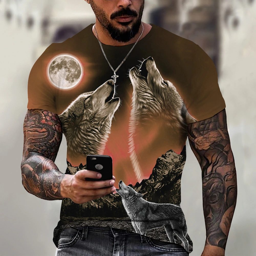 Men's Wolf Head 3d Printed T-shirt