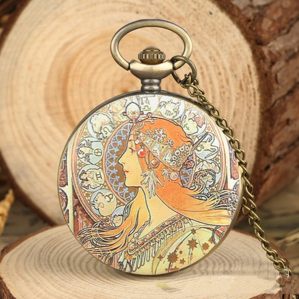 Oil Painting Color Goddess Picture Pocket Watch