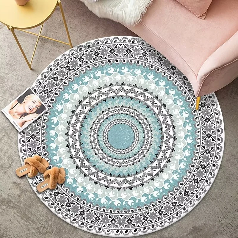 Ethnic Style Retro Silicone Base Crystal Velvet Circular Carpet