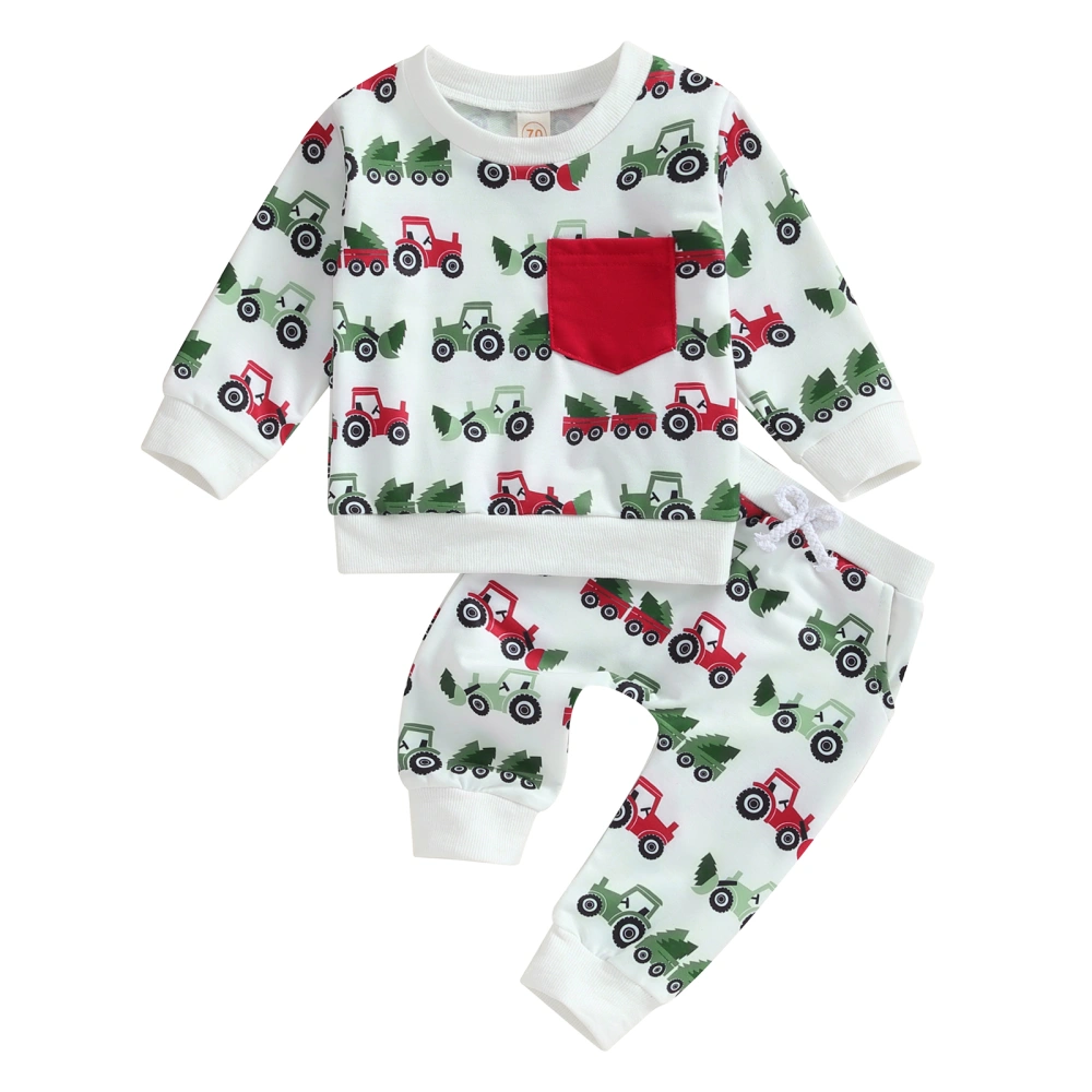 Toddler Boys Girls Christmas Outfits Tree Print Sweatshirts Pants