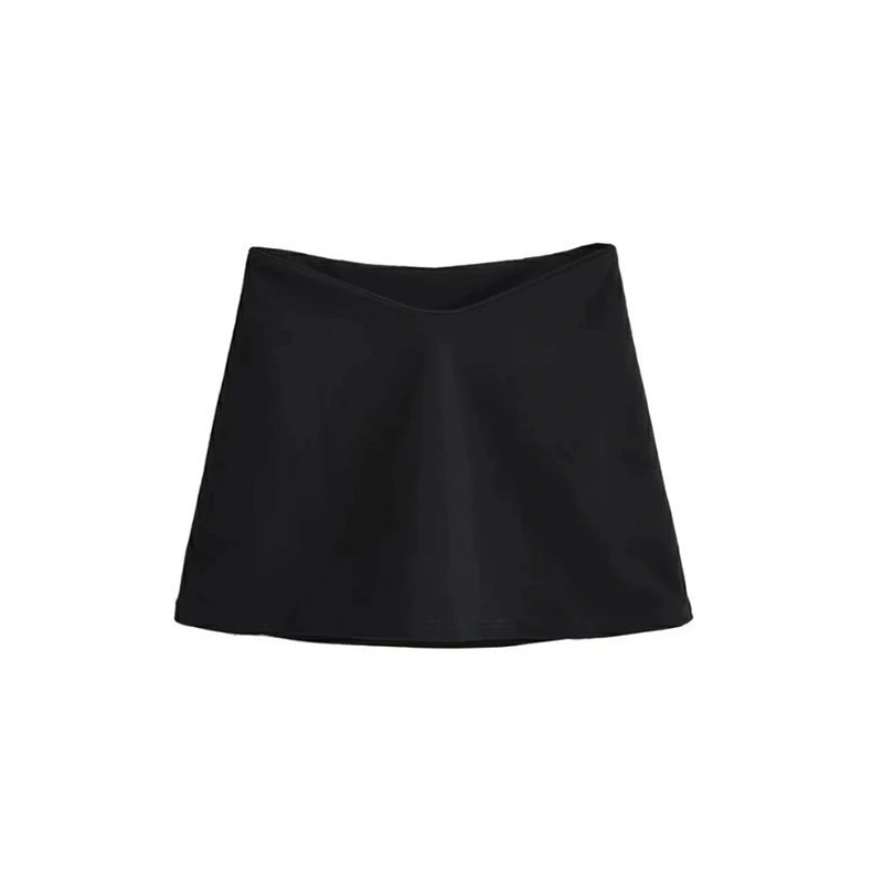 Women Mini Skirt V-shape Low Waist Solid Slim Fit Summer Bodycon Skirt