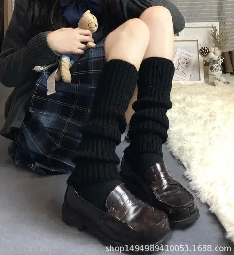 Women's Cute Leg Warmers Ribbed Knit Knee High Socks Slouch Socks