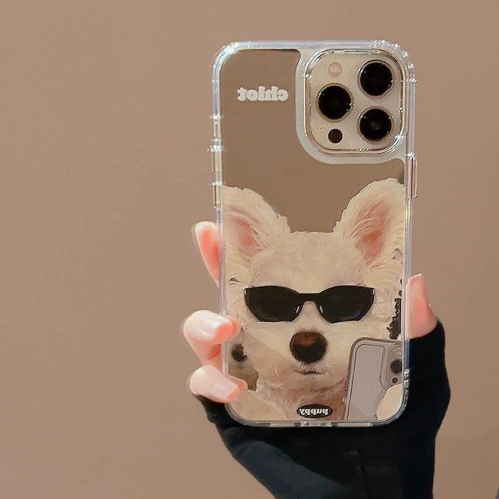 Sunglasses Dog Mirror Phone Case Protective Cover