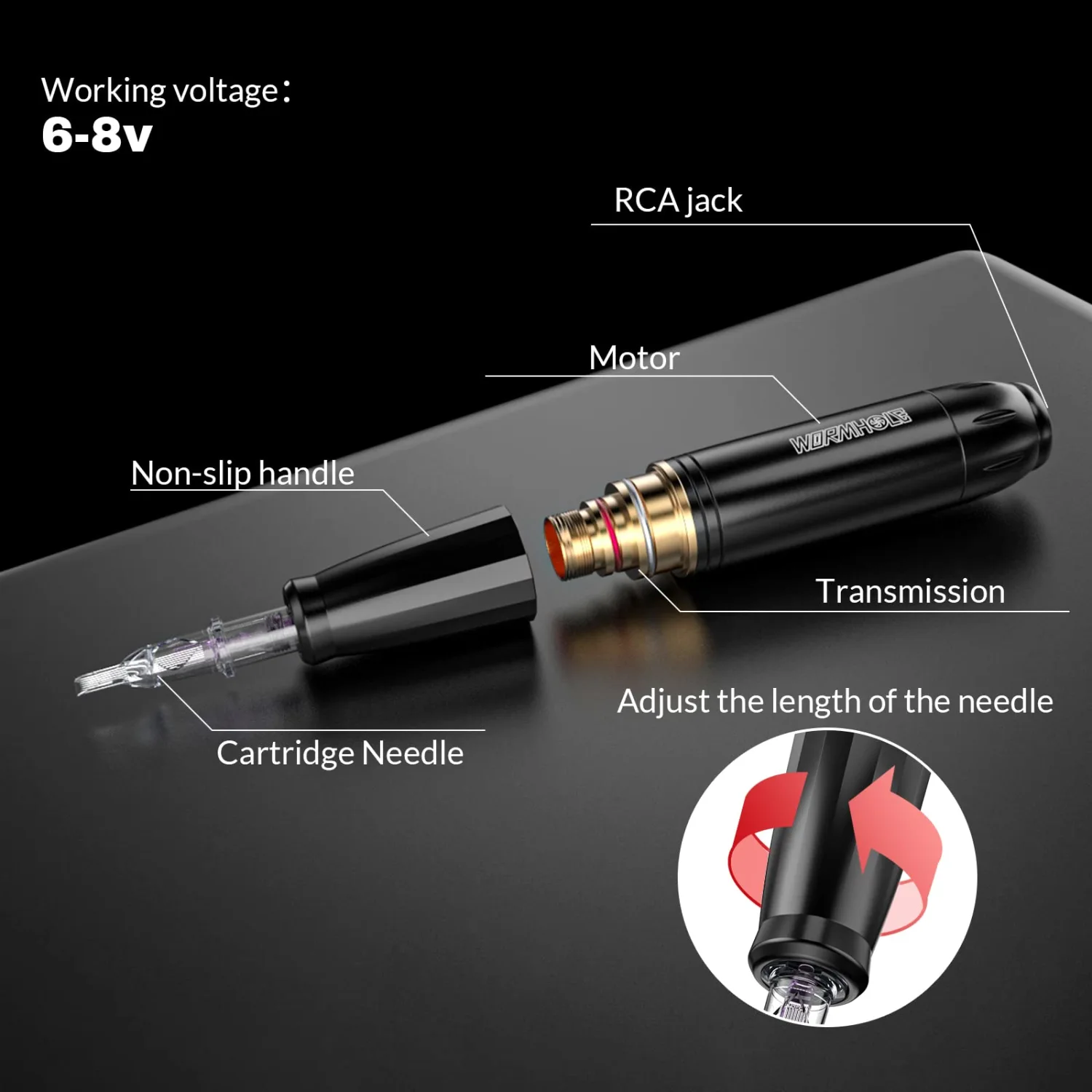 Tattoo Kit, Wormhole Tattoo Pen Kit Cartridge Tattoo Machine Kit for Beginners