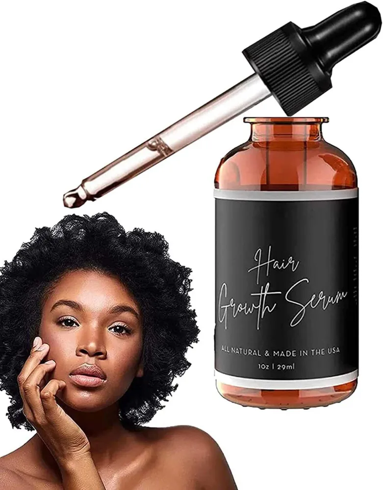 Hair Growth Serum: Works perfect for people who need to grow hair fast, have thinning hair, pattern baldness, brittle or weak hair, etc. This oil serum will reduce hair damage and hair loss by revitalizing the hair from the roots and repair split ends.
    NATURAL & GENTLE: For black female hair,Our Serum is very natural and gentle yet provides amazing results. Romote hair growth by rejuvenating hair follicles, giving you amazing results in the shortest amount of time.
    Improve the Appearance of Thin Hair: This serum thickens thin hair and helps to balance the oily scalp, increasing hair volume as it restores nutrients to hair follicles.
    Simple to Operate -- Hair Growth Serum Just drop it directly on the hair root and massage for full absorption, and continuous application will achieve visible effect to leave your hair shiny, silky and soft more easily.