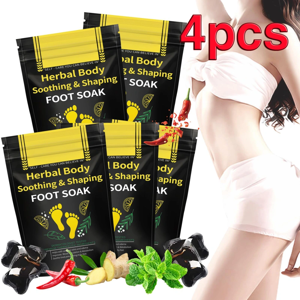 4 Pack Herbal Detox&Shaping Cleansing Foot Soak Beads，body detox foot soak (20 pcs)