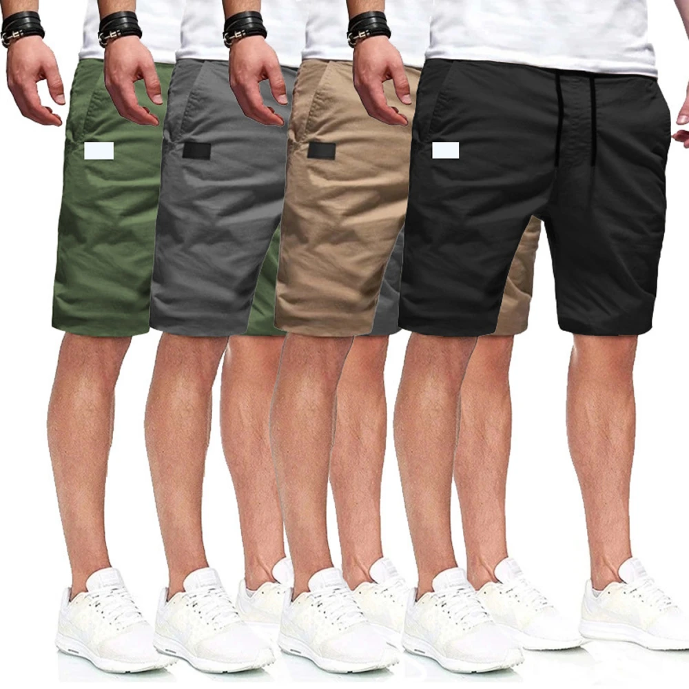 Men's Cotton Cargo Shorts Men's Summer Casual Trousers with Pockets-Dark Grey