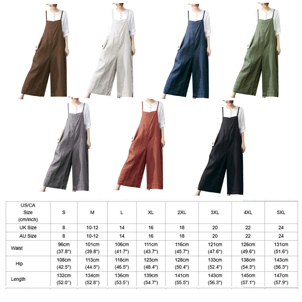 Women's Dungarees,Women's Summer Oversize Bib Trousers,Casual Loose Bib Pants,Khaki,S
