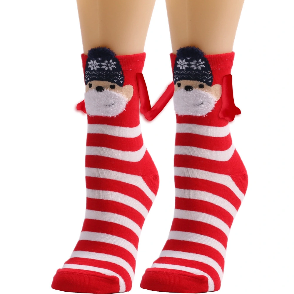 7 Pairs Holding Christmas Socks Magnetic Socks Funny 3D Doll Friendship Hand in Hand Socks Novelty Cute Gift Socks