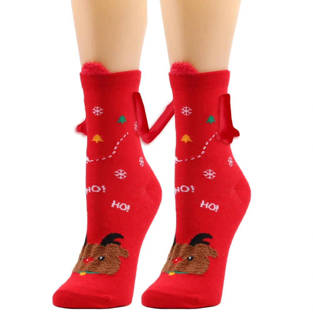 7 Pairs Holding Christmas Socks Magnetic Socks Funny 3D Doll Friendship Hand in Hand Socks Novelty Cute Gift Socks