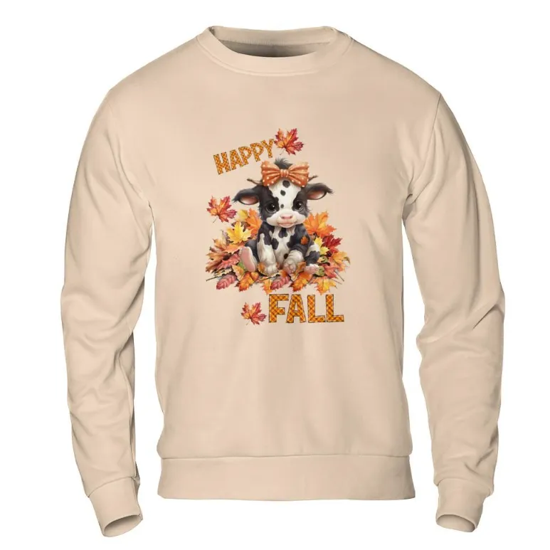 Happy Autumn Cow Classic Printing Universal Sweatshirt
