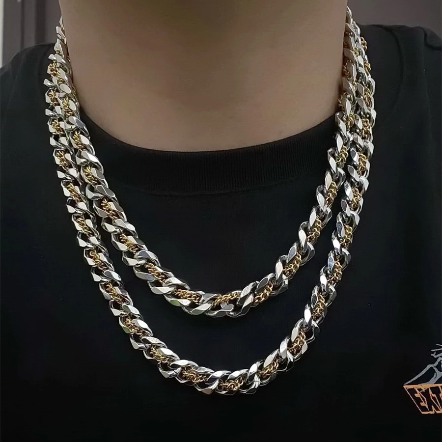 Cuban Golden Titanium Steel Male Clavicle Chain