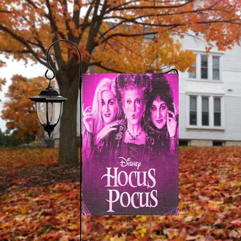 Hocus Pocus Witch Garden Flag Vertical Double Sided Holiday Outside Décor for Yard Farmhouse,Halloween Christmas Decoration,12x18 inch(RSD)