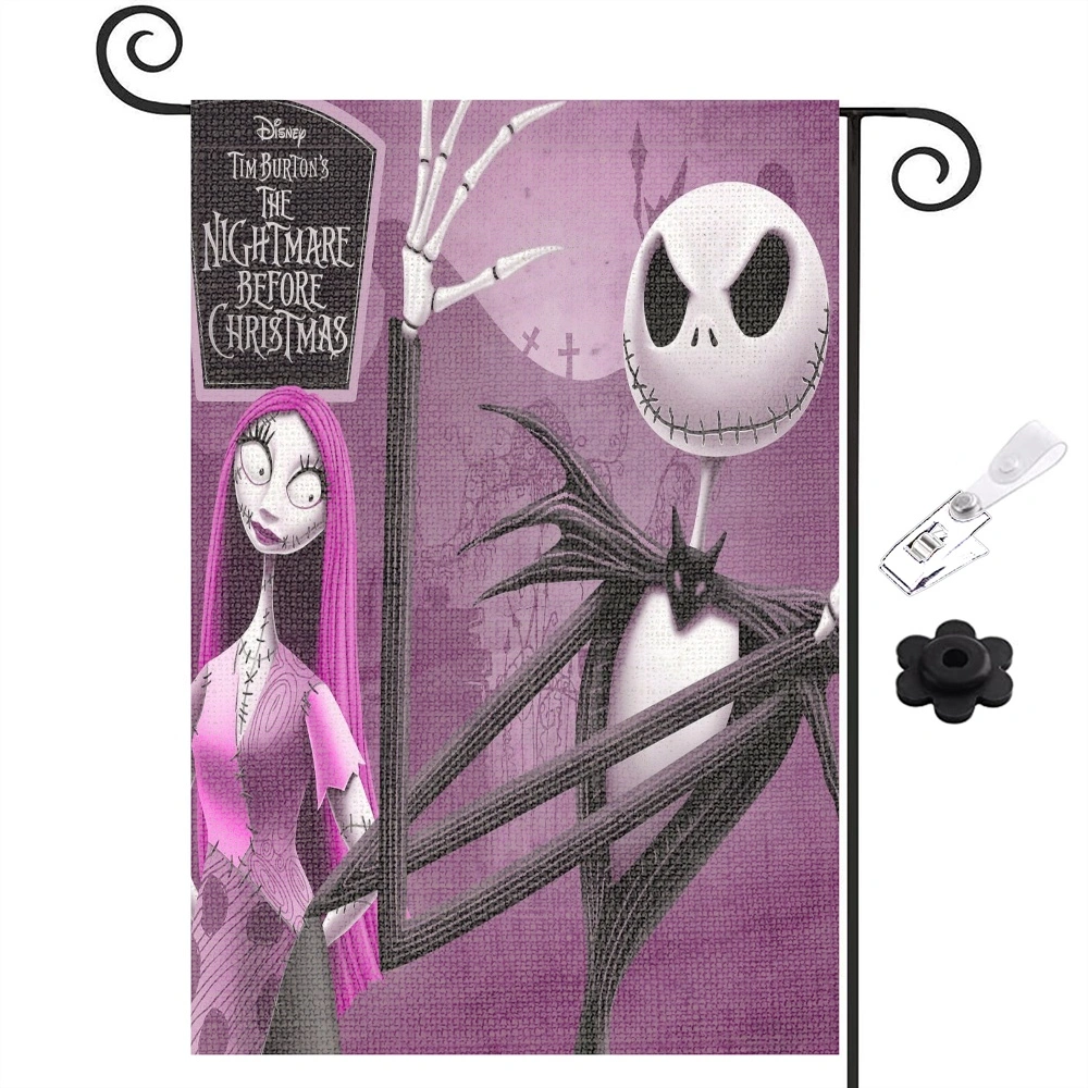 Nightmare Before Christmas Jack Saly Garden Flags Mothers Day Garden Flag Welcome Wreath Outdoor Decorations for Seasonal Home Yard Spring(VXI)