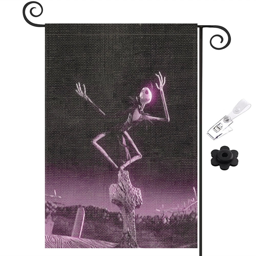 Jack Skeleton Sally Garden Flag Double Sided,Yard Outdoor Flag,Nightmare Before Christmas Decoration,12x18 inch(ZGJ)