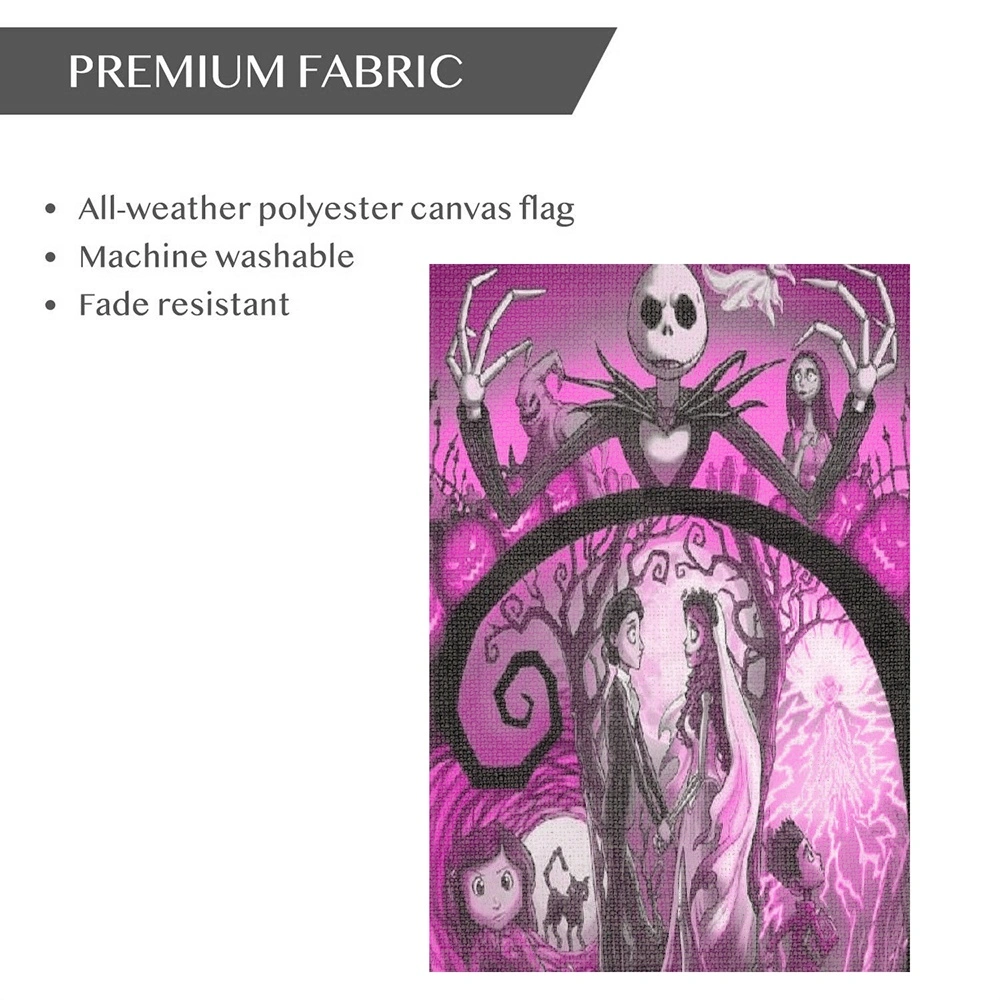 Jack Skeleton Sally Garden Flag Decorative Double Sided,Nightmare Before Christmas Decoration,12x18 inch(XFK)