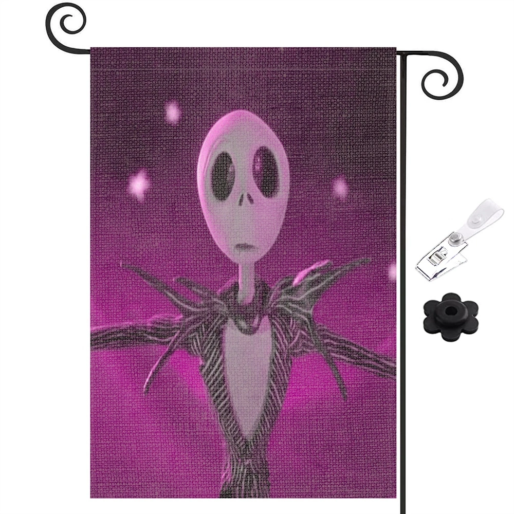 Jack Skeleton Sally Garden Flag Flag for Spring Outside Holiday Decor,Nightmare Before Christmas Decoration,12x18 inch(ZZE)