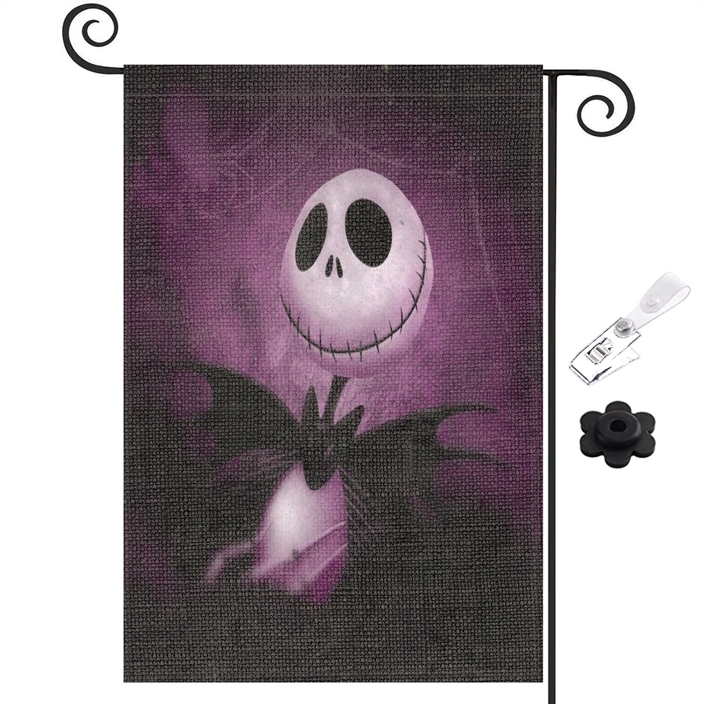 Jack Skeleton Sally Garden Flag Double Sided Yard Outdoor Decoration,Nightmare Before Christmas Decoration,12x18 inch(VRY)