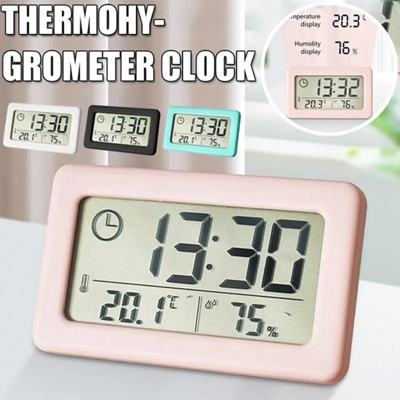 Wall Hanging Mini Electronic Clock Digital Thermometer And Hygrometer Clock Humidity Gauge Room Thermometer