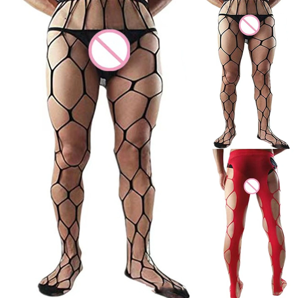 Men's Large Net Back Wide Edge Romper Mesh Stockings