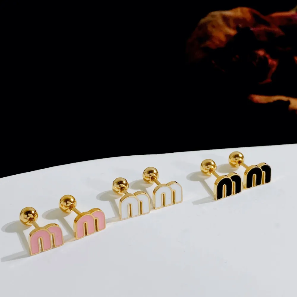 Fashion M Letter Screw Titanium Steel Ear Bone Stud