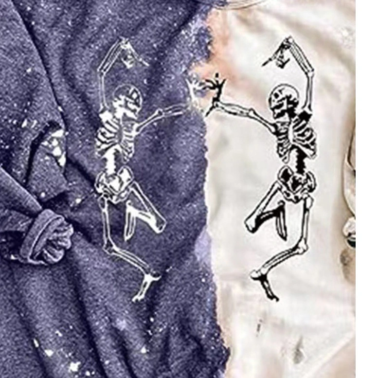 Women's V-neck Lace-up Dress Halloween Skull Print
