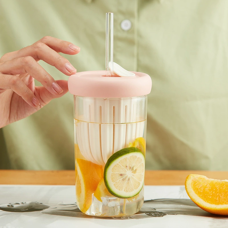 Tea Water Separation Scented Tea Cup High Temperature Resistance Glass Straw Cup