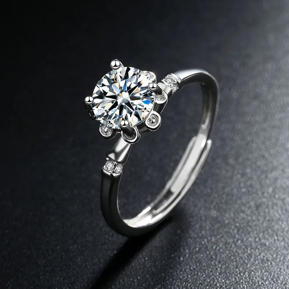 S925 Sterling Silver Moissanite 1 Karat Ring For Women