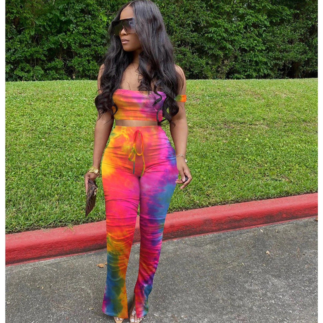 Women's Fashion Variegated Gradient Midriff-baring Suit
