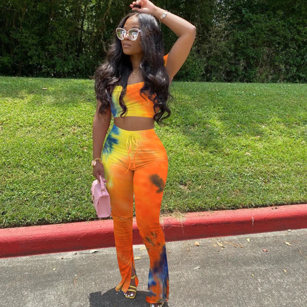 Women's Fashion Variegated Gradient Midriff-baring Suit