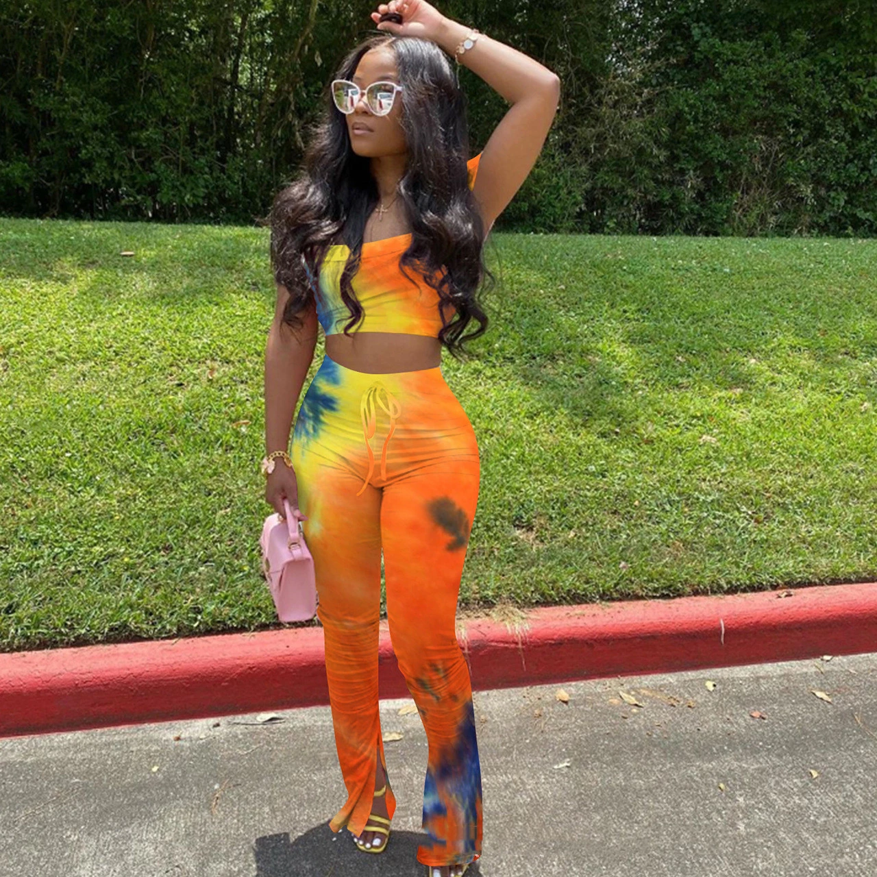 Women's Fashion Variegated Gradient Midriff-baring Suit