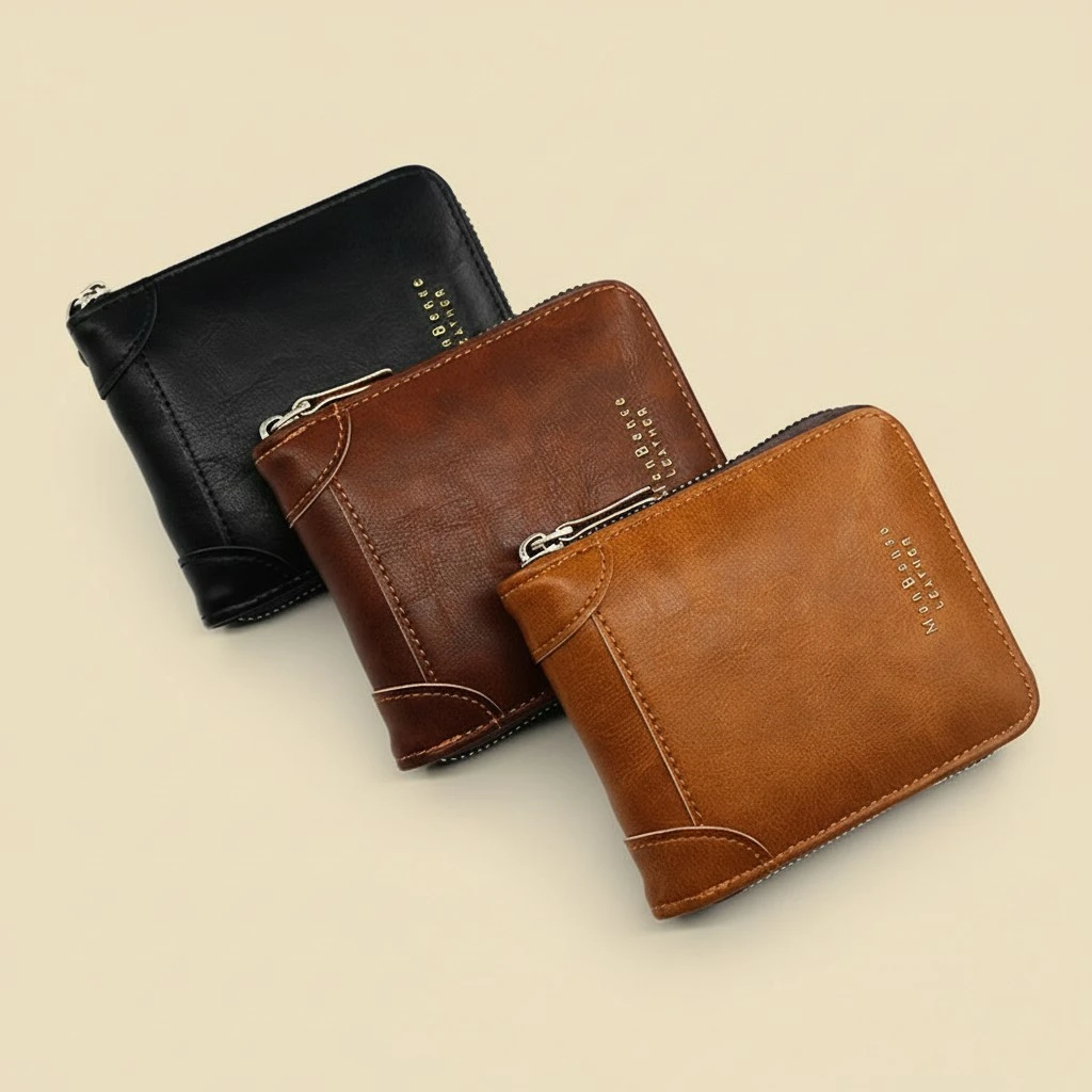 Men's Wallet Short Casual Zipper Coin Purse