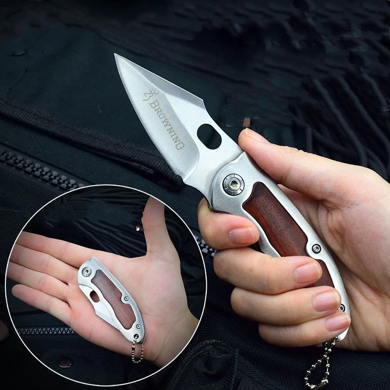 Stainless Steel Outdoor Folding Knife Portable Self-defense Keychain Knife