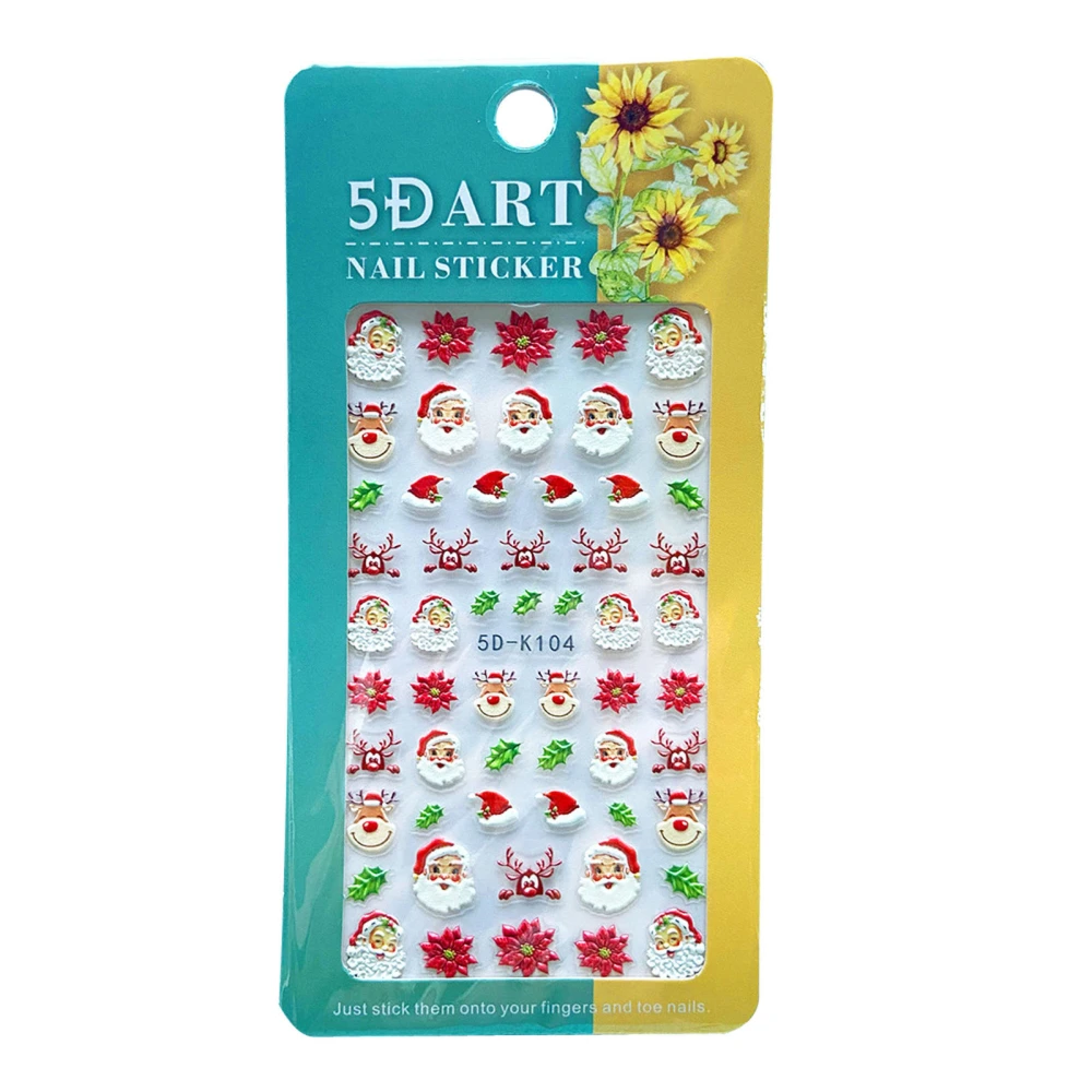 5D Christmas Nail Art Stickers Print Self-Adhesive Nail Decals