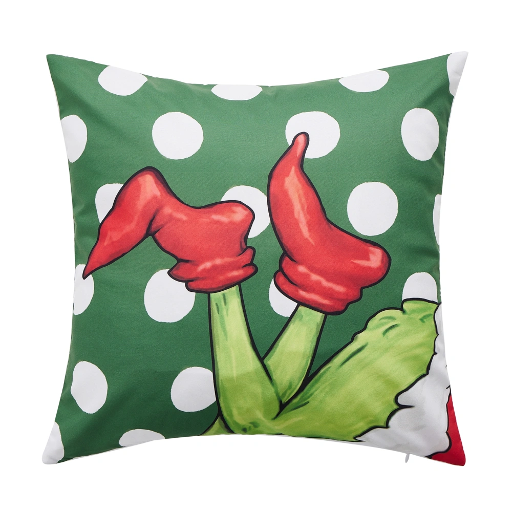 Christmas Pillowcase, Cartoon Elf Print Throw Pillow Cover Home Decor