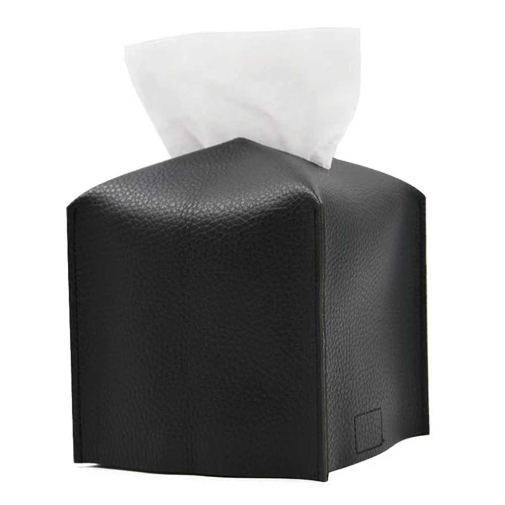 PU Leather Tissue Holder Square Tissue Cube Box Organizer for Bathroom