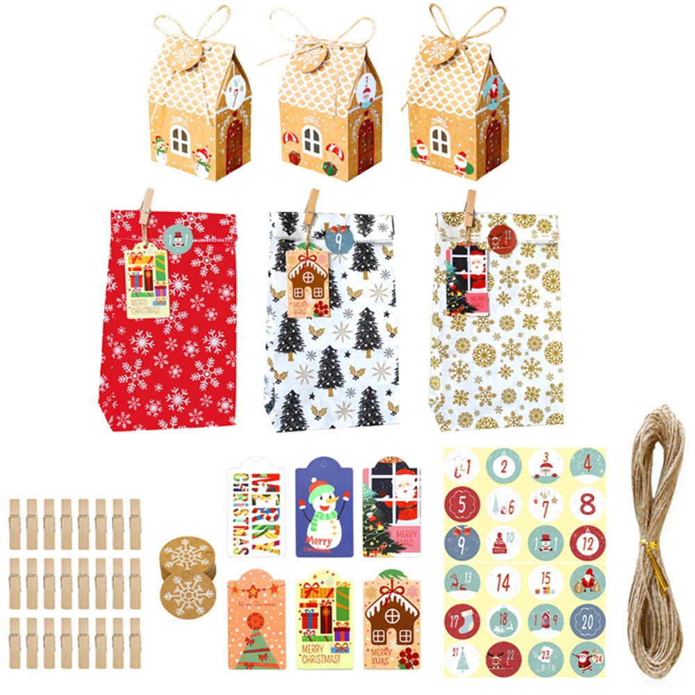 Christmas Advent Calendar Gift Bags Print 24 Days Advent Calendar 