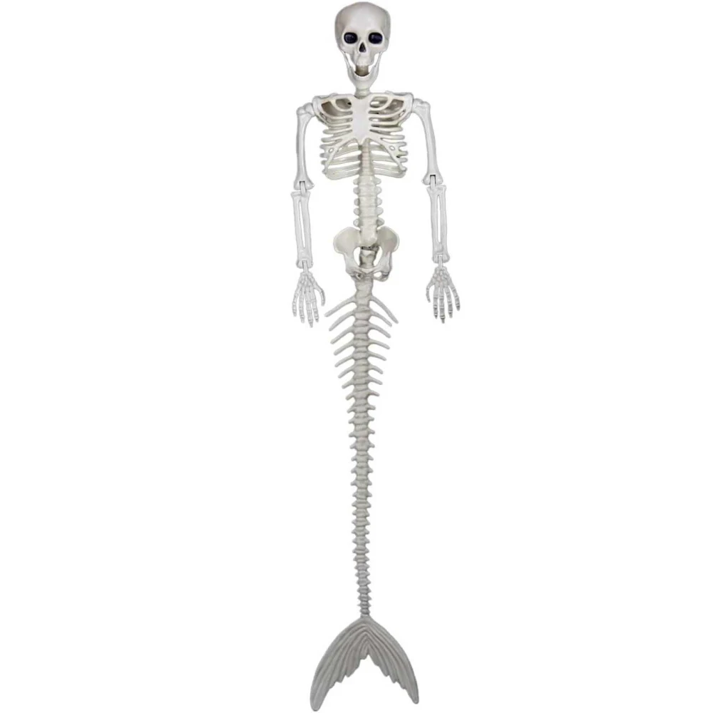 Skeleton Mermaid Plastic Bone with Posable Joints for Halloween Decor