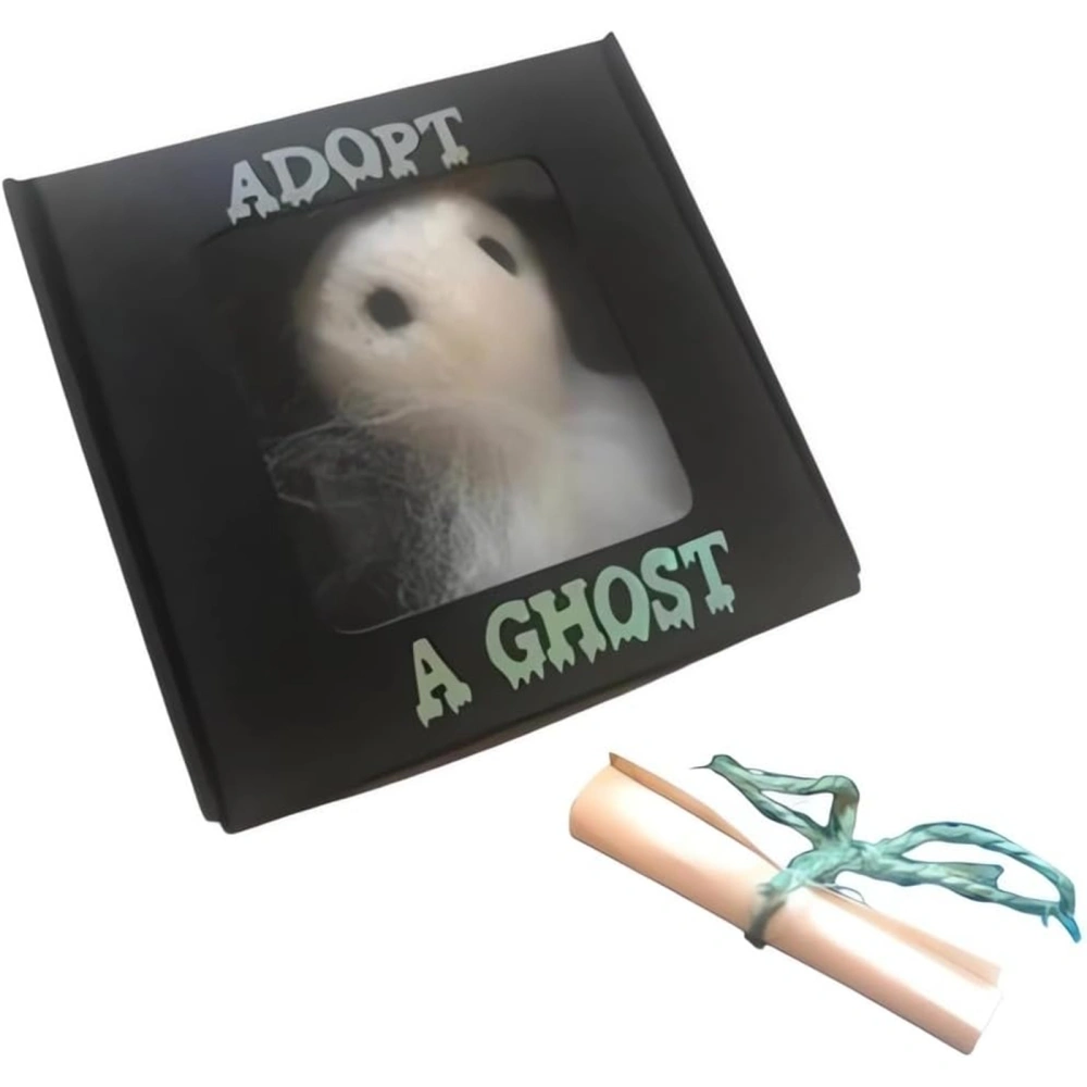 Cute Little Pocket Ghost with A Tiny Scroll, Plush Stuffed Ghost Doll