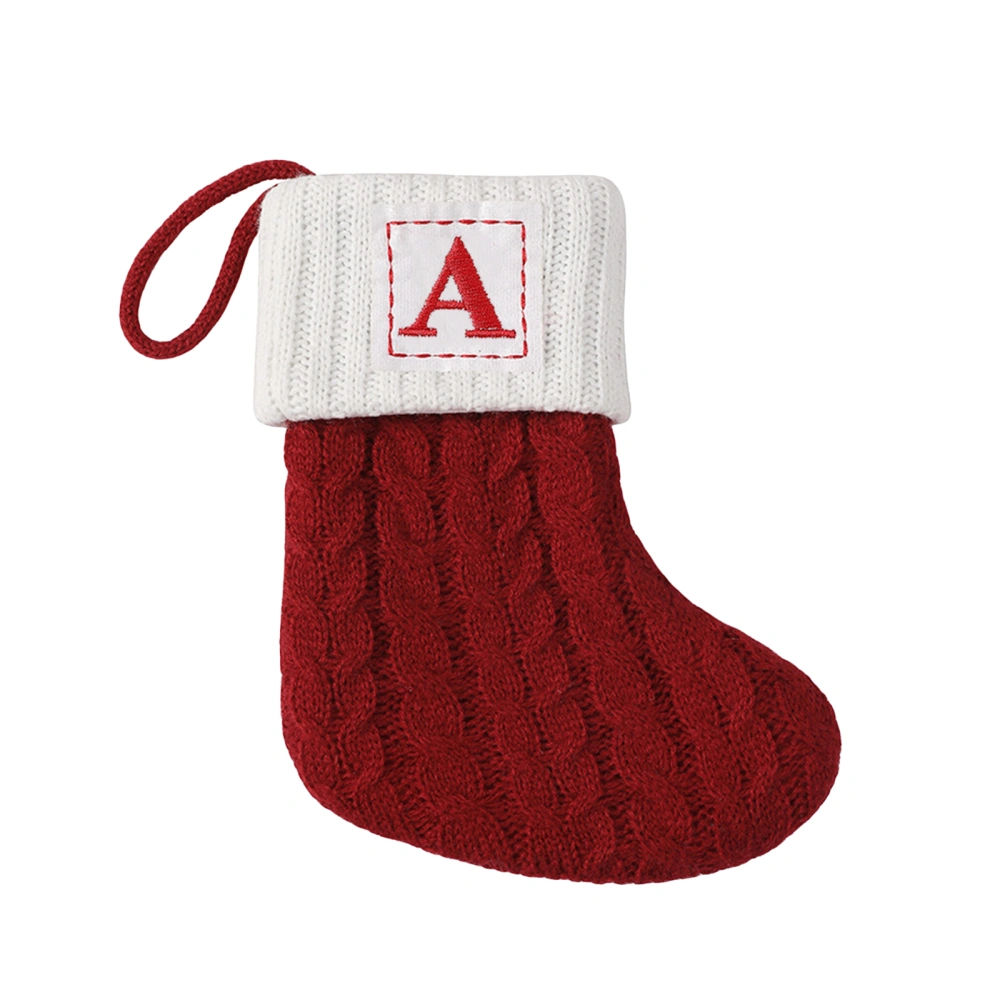 Knit Christmas Stockings, Alphabet Candy Bag Hanging Decor Gift