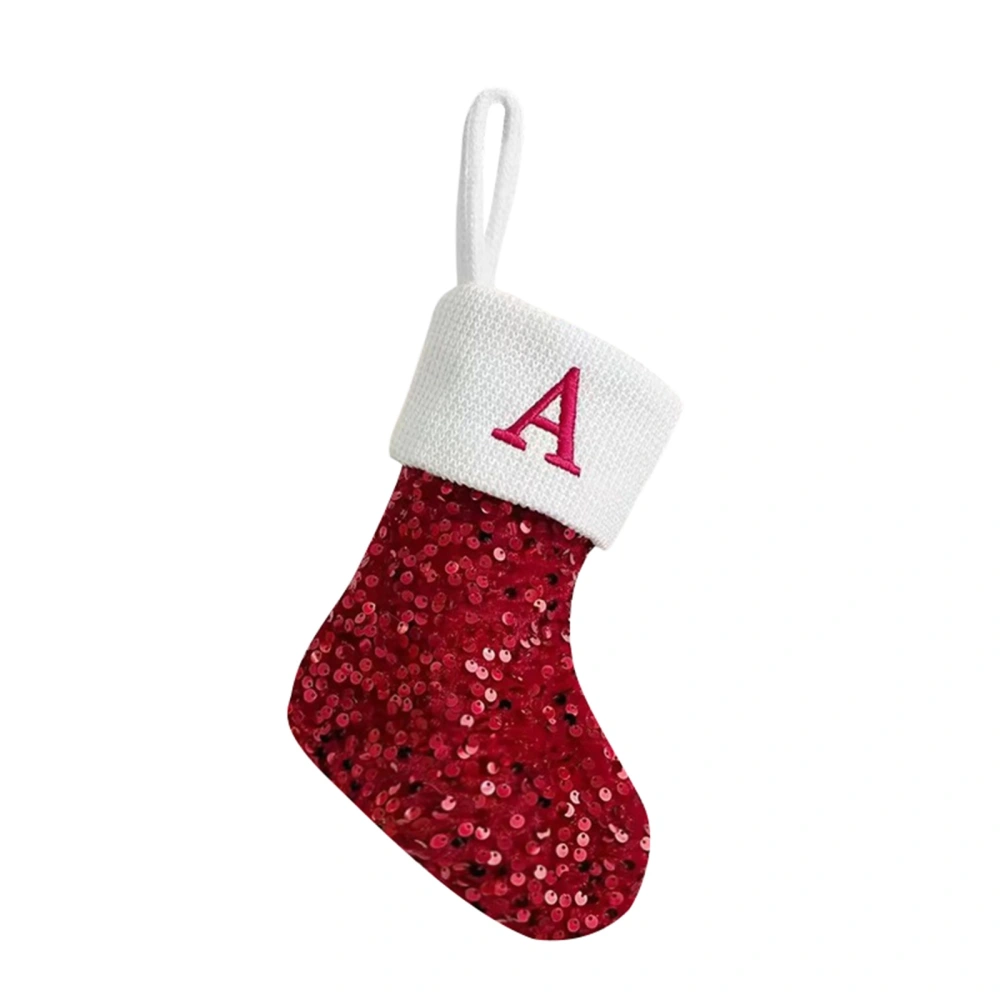 Christmas Socks Cute Sequins Letter Embroidery Stocking Candy Bag