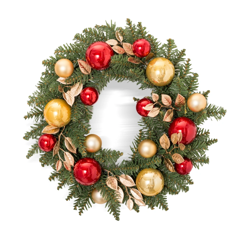 Christmas Wreath, Red Gold Balls Wreath Home Wall Decorations