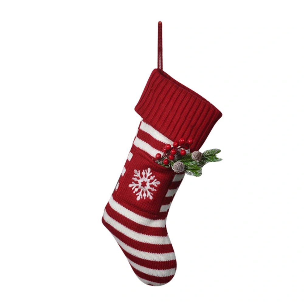 Christmas Knit Socks Cute Snowflake Pattern Stocking Candy Bag