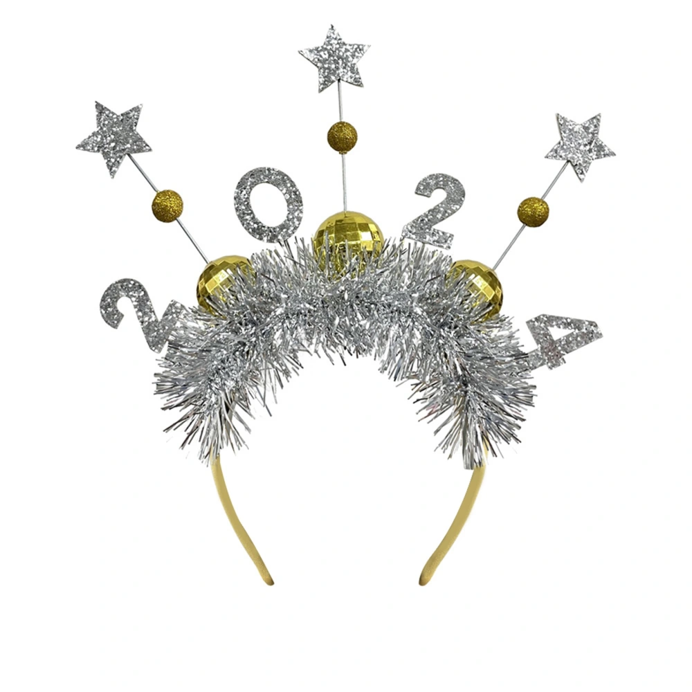 Happy New Year Headband Glitter Star Disco Ball Crown Headdress