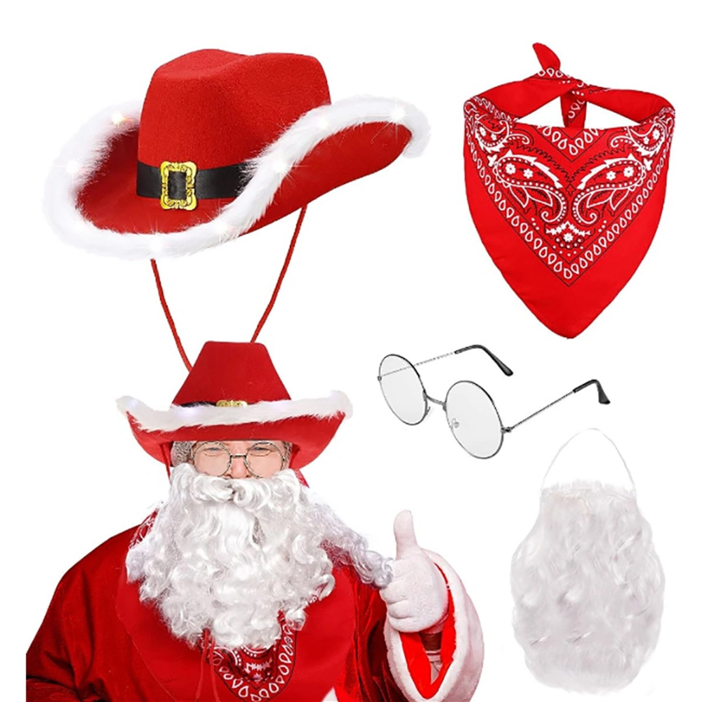 5 Pieces Santa Claus Cowboy Hat Santa Claus Cosplay Set Costume